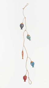Batela wooden fish garland, garland of five painted wooden fish