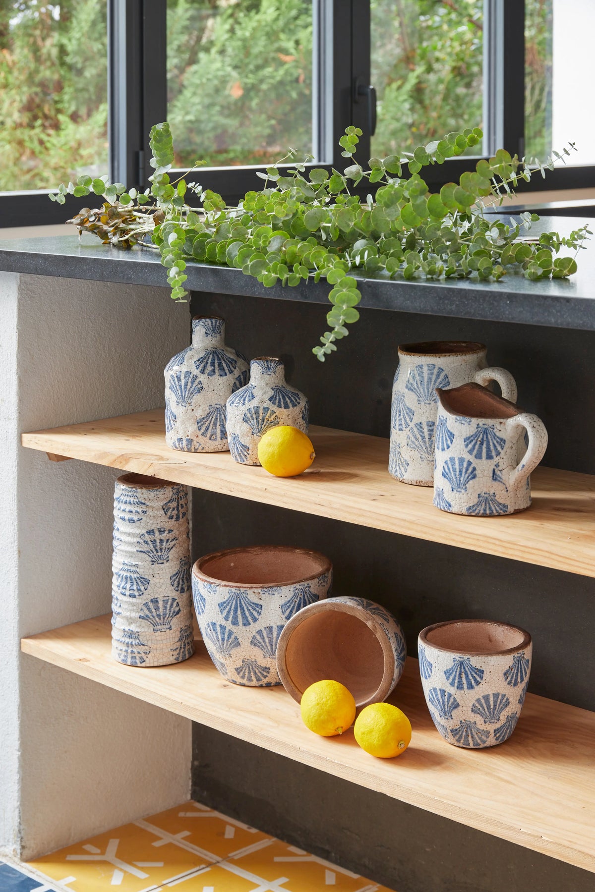 Blue Shells Terracotta Flowerpot, view 2