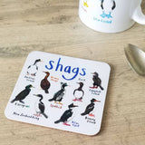Sarah Edmonds Shags Bird Coaster – illustrated design