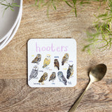 Sarah Edmonds Hooters Bird Coaster – illustrated design