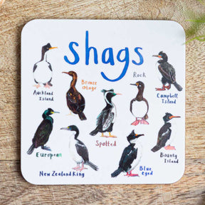 Sarah Edmonds Shags Bird Coaster – illustrated design