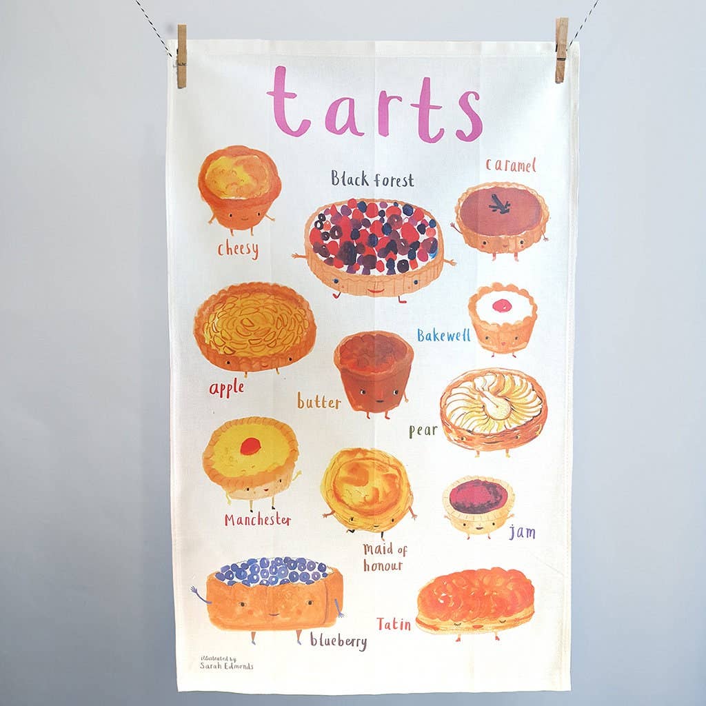 Sarah Edmonds Tarts Cotton Tea Towel – illustrated design