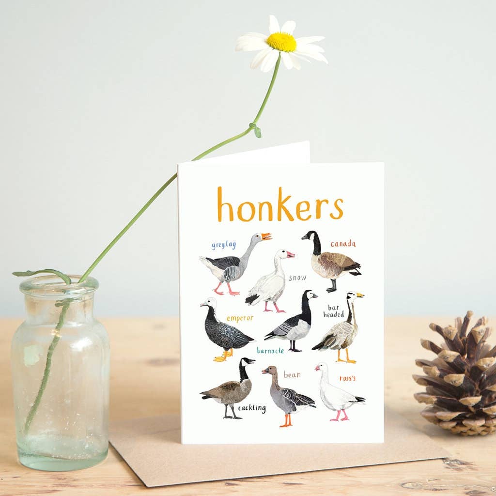 Sarah Edmonds Honkers Bird Greeting Card – illustrated design
