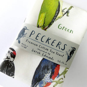 Sarah Edmonds Peckers Bird Cotton Tea Towel – illustrated design