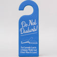 Blue leatherette Novelty Bookmark, Fantasy World door hanger featuring an open book illustration with the text, “Do Not Disturb! I’m Currently Lost In A Fantasy World And I Don’t Want To Leave!”.