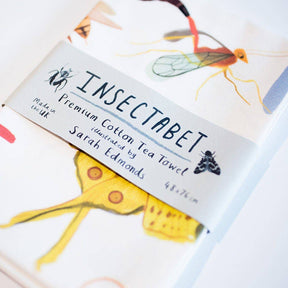 Sarah Edmonds Insect Alphabet Cotton Tea Towel – illustrated design