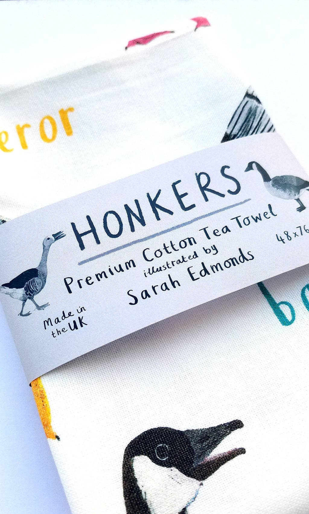 Sarah Edmonds Honkers Bird Cotton Tea Towel – illustrated design