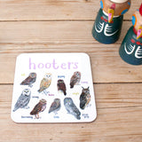 Sarah Edmonds Hooters Bird Coaster – illustrated design