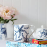 Navy starfish bone china mug, 375ml by Cream Cornwall – product image 5