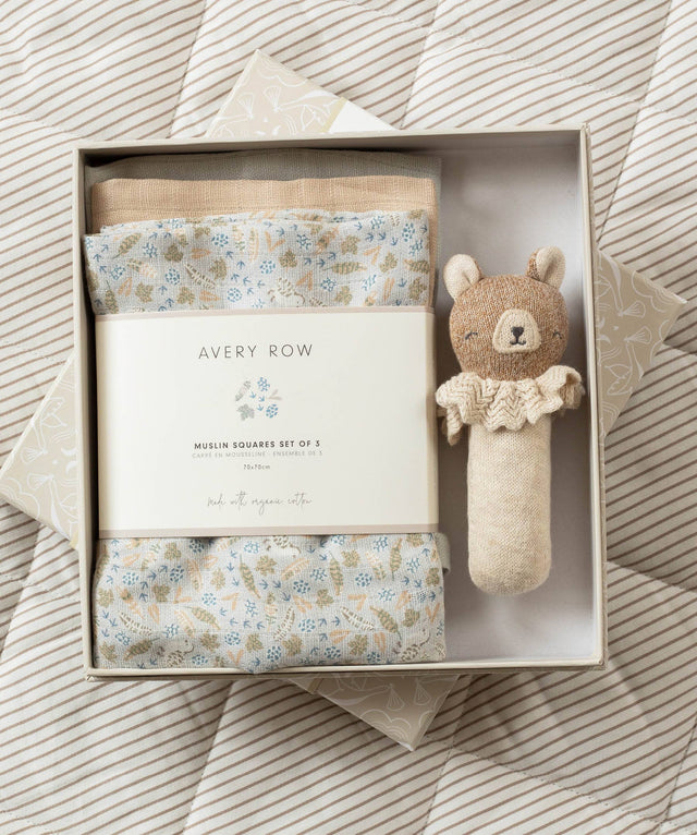 Avery Row Nature Trail Rattle & Care Baby Gift Set