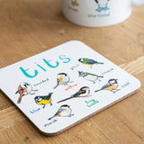 Sarah Edmonds Tits Bird Coaster – illustrated design