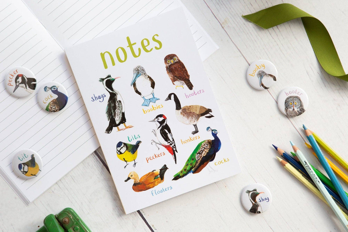 Sarah Edmonds Cheeky Birds Recycled Notebook - A5 – illustrated design