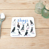 Sarah Edmonds Shags Bird Coaster – illustrated design