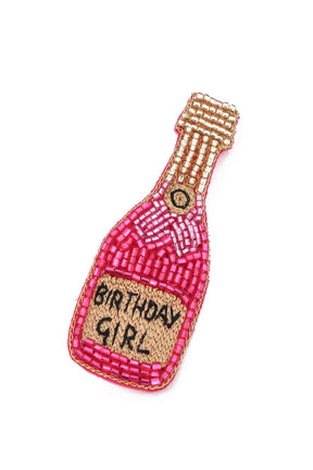 Birthday Girl Beaded Bottle Brooch by My Doris