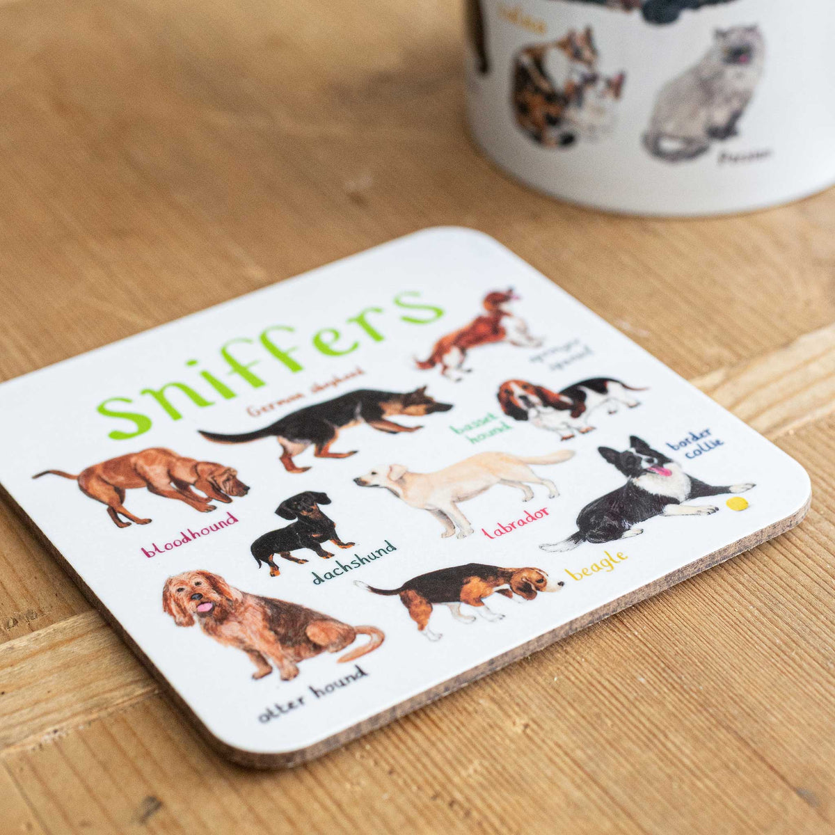 Sarah Edmonds Sniffers Dog Coaster – illustrated design