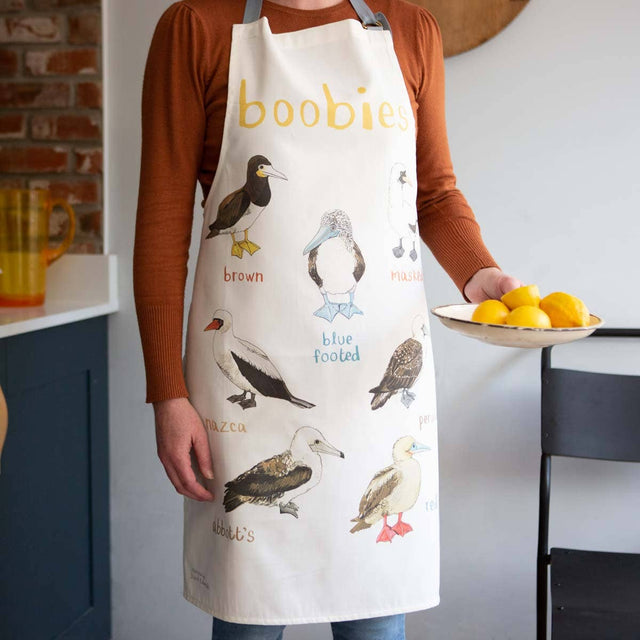 Sarah Edmonds Boobies Bird Cotton Apron – illustrated design