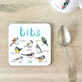 Sarah Edmonds Tits Bird Coaster – illustrated design