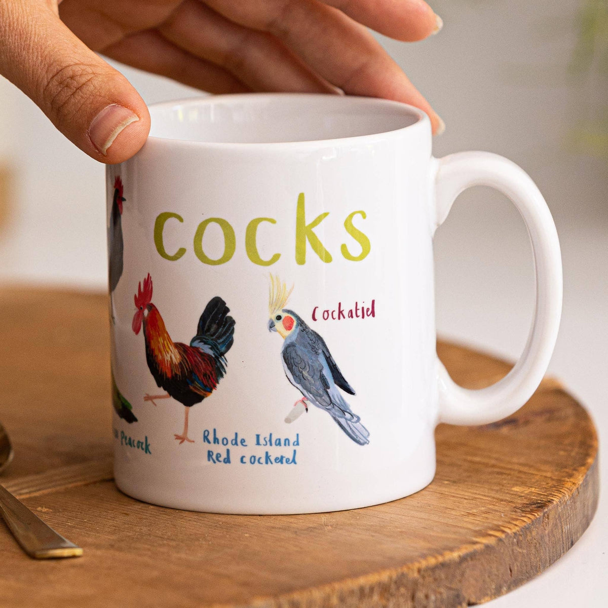 Sarah Edmonds Cocks Bird Mug – illustrated design